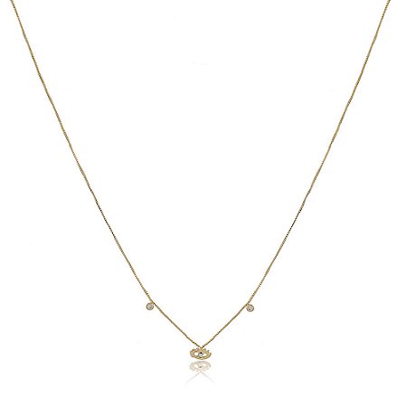 Colar Luciana Olho Grego e Zircônia Ouro 18k