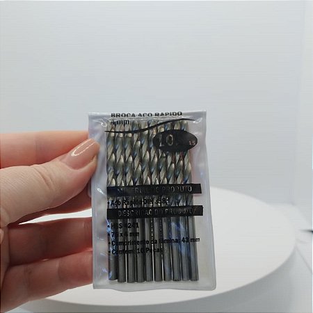 Broca Aço Rápido 4,0mm - Conjunto com 10 Unidades