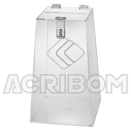 Urna de Acrílico Com Cadeado Pirâmide 40X25X25 CM