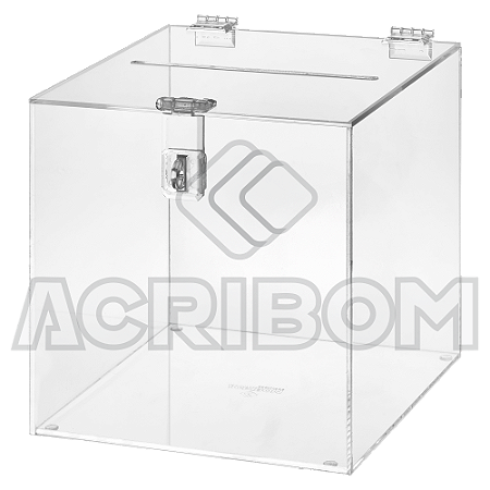 Urna de Acrílico Com Cadeado Quadrada 30X30X30 CM