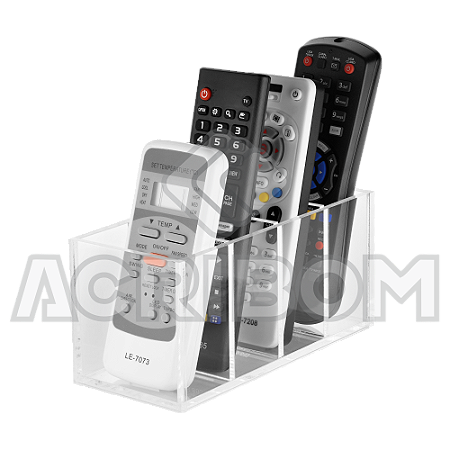 Suporte Para Controle Remoto de Mesa Para 4 Controles em Acrílico Cristal