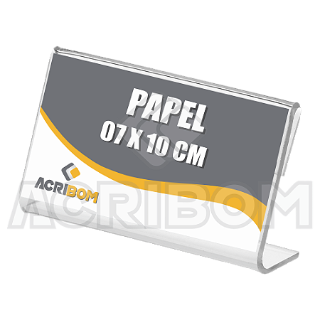 10 Porta Etiquetas Acrílico Tipo L Horizontal 07 x 10 cm