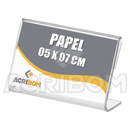 10 Porta Etiquetas Acrílico Tipo L Horizontal 05 x 07 cm