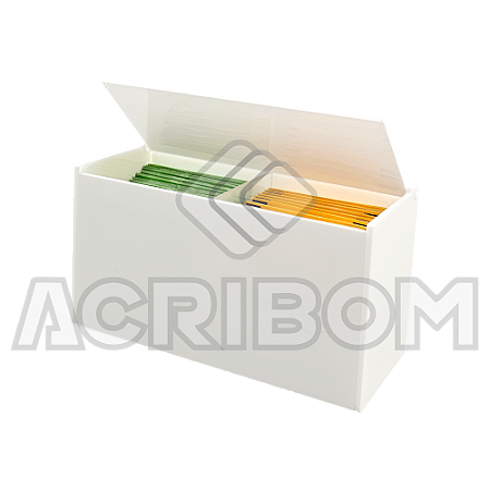 Caixa Porta Chá em Sachês Com Tampa em Acrílico Branco Com 2 Nichos