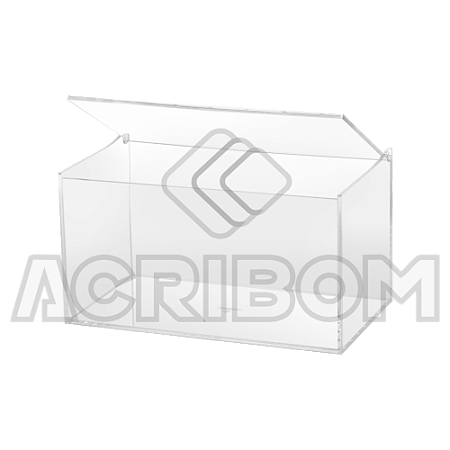 Caixa Retangular em Acrílico Cristal 20x40x20cm Com Tampa