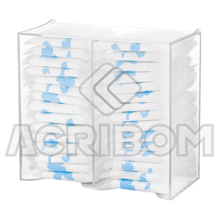 Dispenser Porta Absorvente DUPLO em Acrílico Cristal de Parede