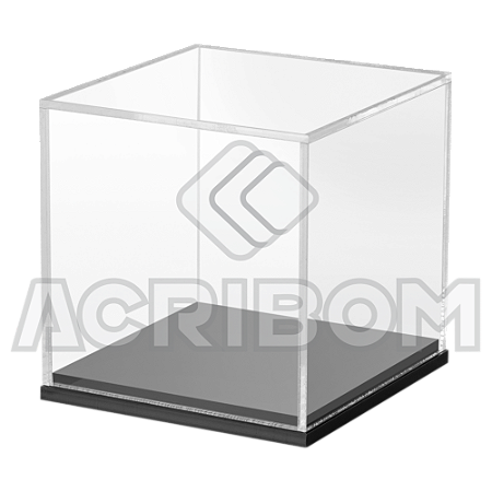 Cúpula em Acrílico QUADRADA 25x25x25cm Com Base Preta