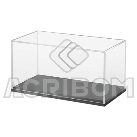 Cúpula em Acrílico RETANGULAR 25X50X25cm Com Base Preta