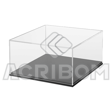 Cúpula em Acrílico BAIXA 10X20X20cm Com Base Preta