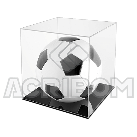 Cúpula em Acrílico Para Bola de Futebol Com Base Preta