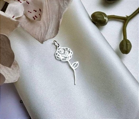 Pingente Flor Rosa - Prata 925