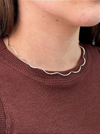 Choker Aro Ondulado - Banho Prata 925