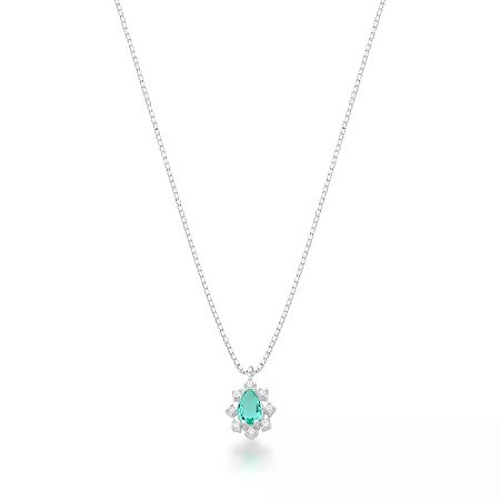 Colar de Prata Gota Turmalina com Zircônias