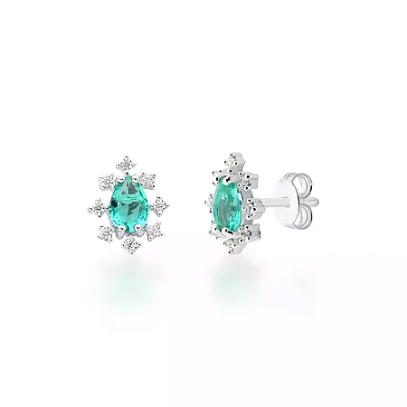 Brinco de Prata Gota Turmalina com Zircônias