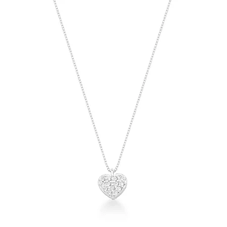 Colar de Prata Coração Cravejado Amor - 45 cm