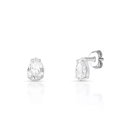 Brinco de Prata Ponto de Luz Gota Cristal