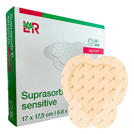 Curativo de Espuma de Silicone Suprasorb P Sensitive Sacrum 17 x 17,5 cm - Lohmann & Rauscher (Validade 26/09/2026)