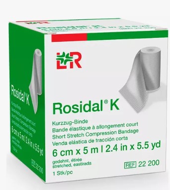 ROSIDAL K-BANDAGEM DE CURTO ESTIRAMENTO E ALTA COMPRESSÃO 6CMX5M / 2,4 IN 5,5 YD