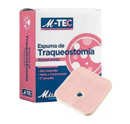 Curativo de Espuma Traqueostomia 8CM X 9CM - MTEC - 01 UNIDADE