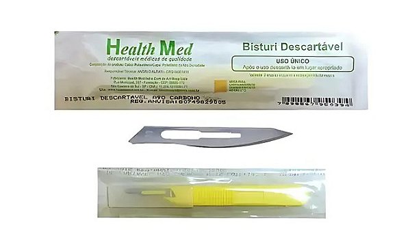 BISTURI DESCARTAVEL ACO CARBONO ESTERIL No 21 HEALTH MED - 01 UNIDADE
