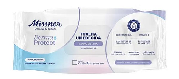 TOALHA UMEDECIDA BANHO DE LEITO DERMA PROTECT C/10