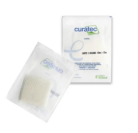 CURATEC GASE ANTIMIC.NA 10CM X 10CM - 2UN - Vencimento 10/2025