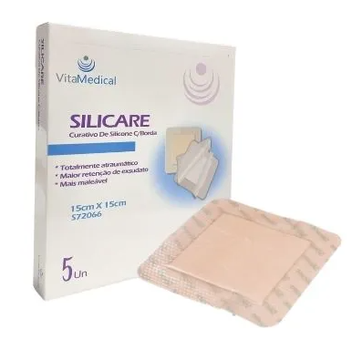 SILICARE - CURATIVO DE SILICONE C/ESPUMA DE POLIURETANO 15CM X 15CM - 01 unidade