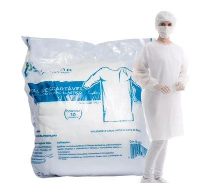 AVENTAL M/LONGA  BRANCO PUNHO LATEX C/10  SOFT ANA