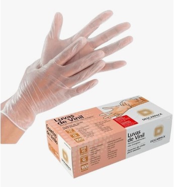 LUVA VINIL. C/100  S/PO  G DESCARPACK