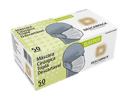 MASCARA CIRURGICA DESCARTÁVEL TRIPLA C/ELASTICO C/50 - DESCARPACK