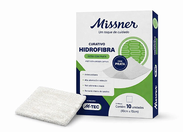 CURATIVO HIDROFIBRA EXTRA COM PRATA 10cm X 10cm - 1 unidade