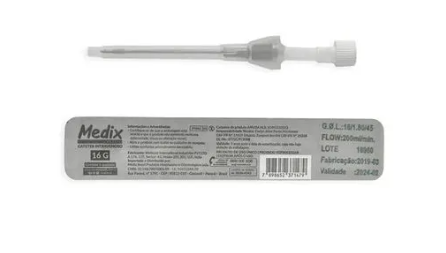 CATETER INTRAVENOSO 16G CINZA Medix - 01 unidade