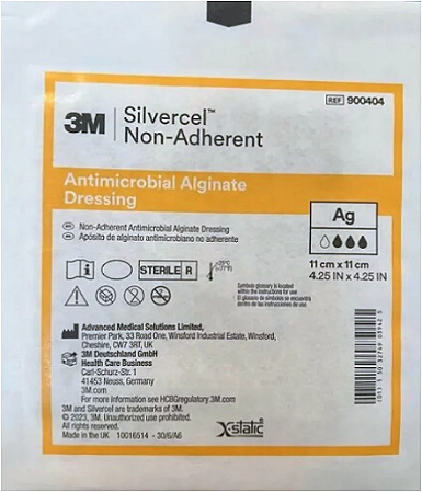 CURATIVO CMC ALG.PRATA AG 11,0 x 11,0cm - SILVERCEL N.ADERENTE 3M