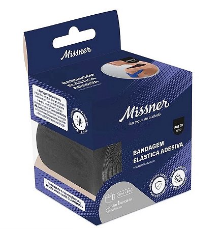 BANDAGEM ELASTICA ADESIVA MISSNER 5 CM X 5 M PRETO