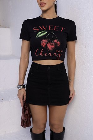Saia Shorts Com Abertura Lateral Preta Revanche