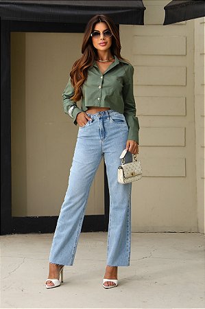 Calça Jeans Reta Com Barra A Fio Revanche