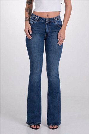 Calça Jeans Flare Com Ajustador No Cós Revanche