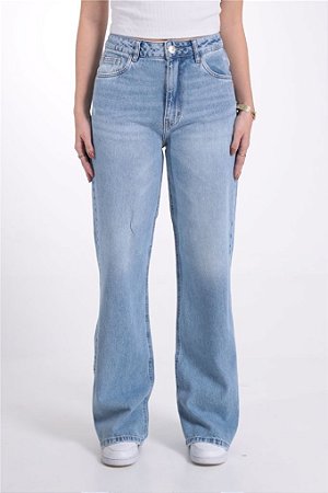 Calça Jeans Wide Leg Com Abertura Feminina Revanche