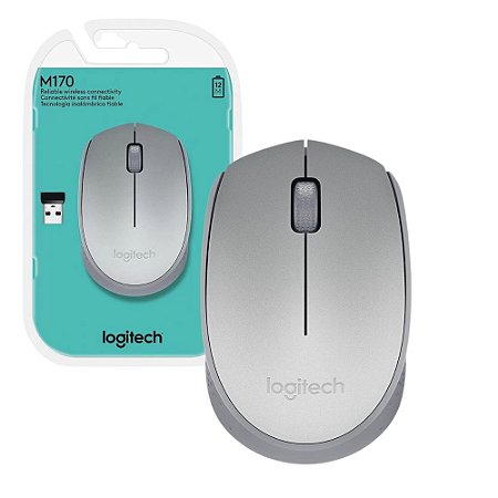 Mouse sem fio Logitech M170, USB, pilhas inclusas, Prata - 910-005334