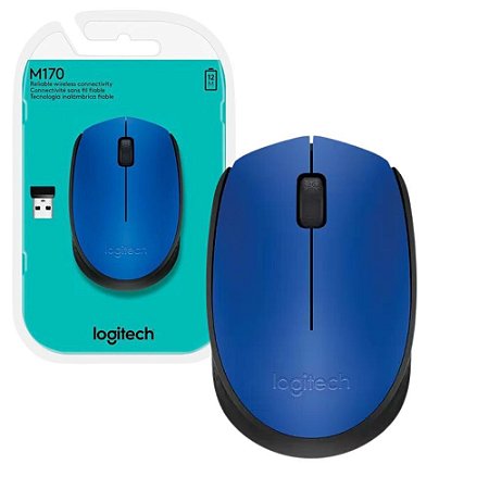 Mouse sem fio Logitech M170, USB, pilhas inclusas, Azul - 910-004800