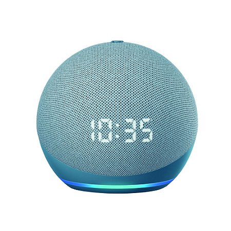 Caixa de Som Echo Dot (4ª geração), com Relógio e Alexa - Cor Azul