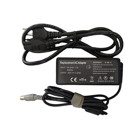Fonte e Carregador Notebook, Lenovo 20V 3.25A, Pino 7.9mm x 6.6mm