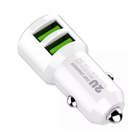 Carregador Veicular Turbo para Celular com 2x USB 18W Brinde cabo Micro USB
