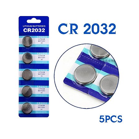 Bateria de Lítio 3V 2032 cartela com 5 unidades