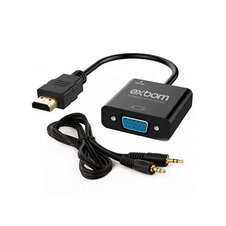 Cabo Conversor Adaptador HDMI para VGA com saída P2 Áudio - Exbom