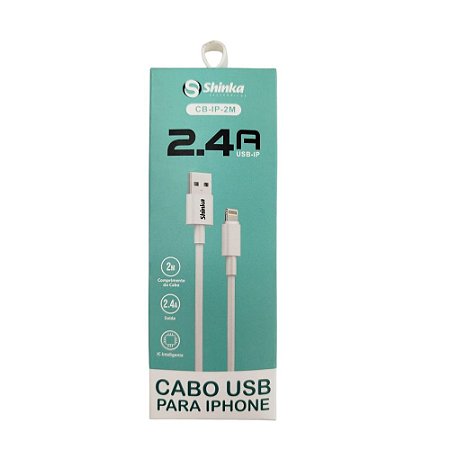 Cabo USB Lightning para Iphone, 2 metros 2.4A, Shinka CB-IP-2M