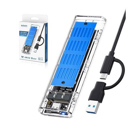 Case USB e Type-C para SSD M.2 NVMe, Exbom - CGHD-M2NV720