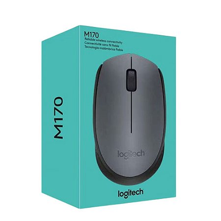 Mouse sem fio Logitech M170, USB, pilhas inclusas, Cinza