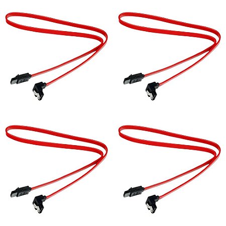 Kit 4x Cabo SATA para HD/SSD Preto com Conector em L