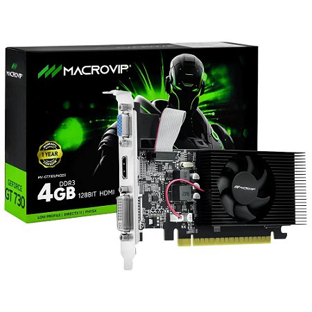 Placa de Vídeo VGA PCI-Express EVGA GeForce GT 730 1GB 64 Bits DDR3 HDMI/DVI/VGA